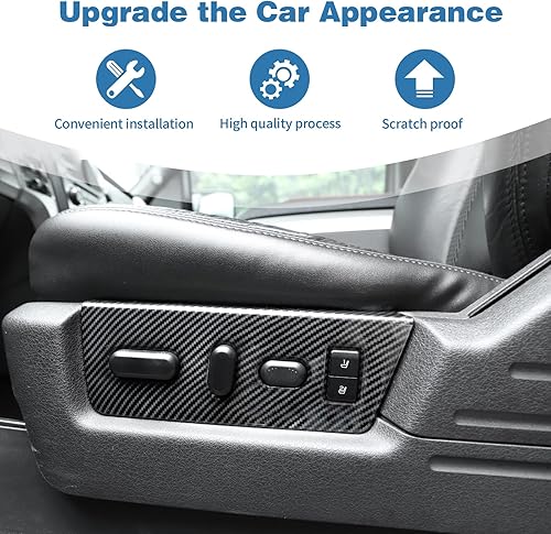 Miniatura 4 de Para F150 Fibra de Carbono Power Seat Switch Panel Trim Cubierta Compatible con Ford F150 2009-2014 Fibra de Carbono Interior Accesorios 2 unids
