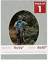 Vista 152 de Tapete de 11 x 14 pulgadas, corte biselado para fotos de 8 x 10 pulgadas, diseño de ante beige precortado, apertura de tablero ovalado, sin ácidos