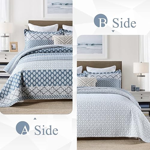 Miniatura 6 de DDUOXIN Edredón Floral Tamaño Queen - Edredón Queen Reversible 100% Algodón con 2 Fundas de Almohada, Colchas Suaves de Granja Edredones Ligeros a