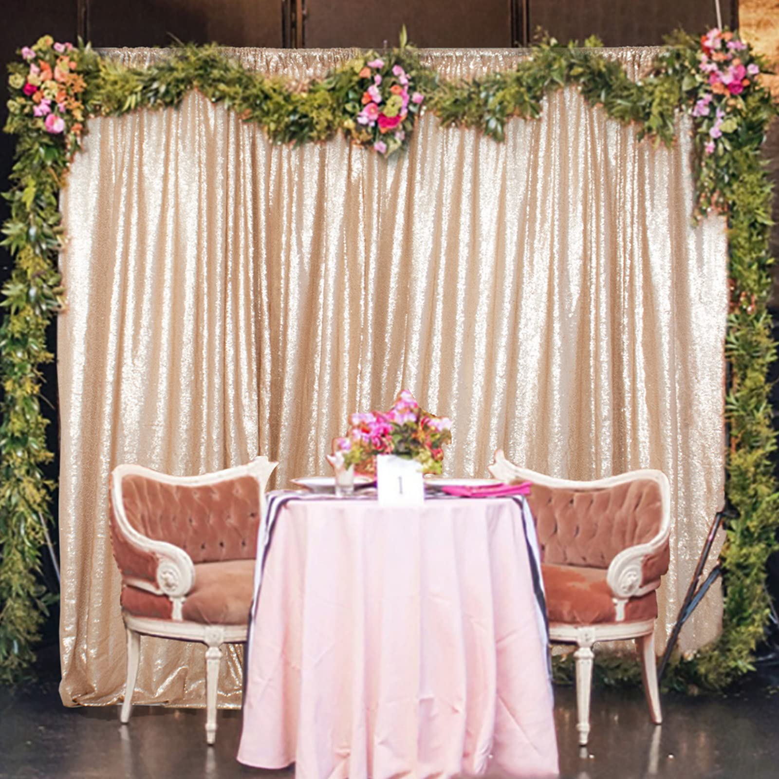Tenda Sfondo Paillettes Oro 4x7ft - Per Matrimoni, Feste E Decorazioni Casa - Foto 8