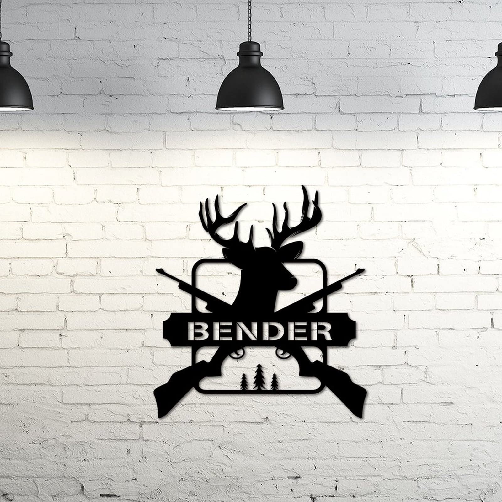 Panneau personnalisable en métal de 35,6 cm avec monogramme de cerf pour déco murale