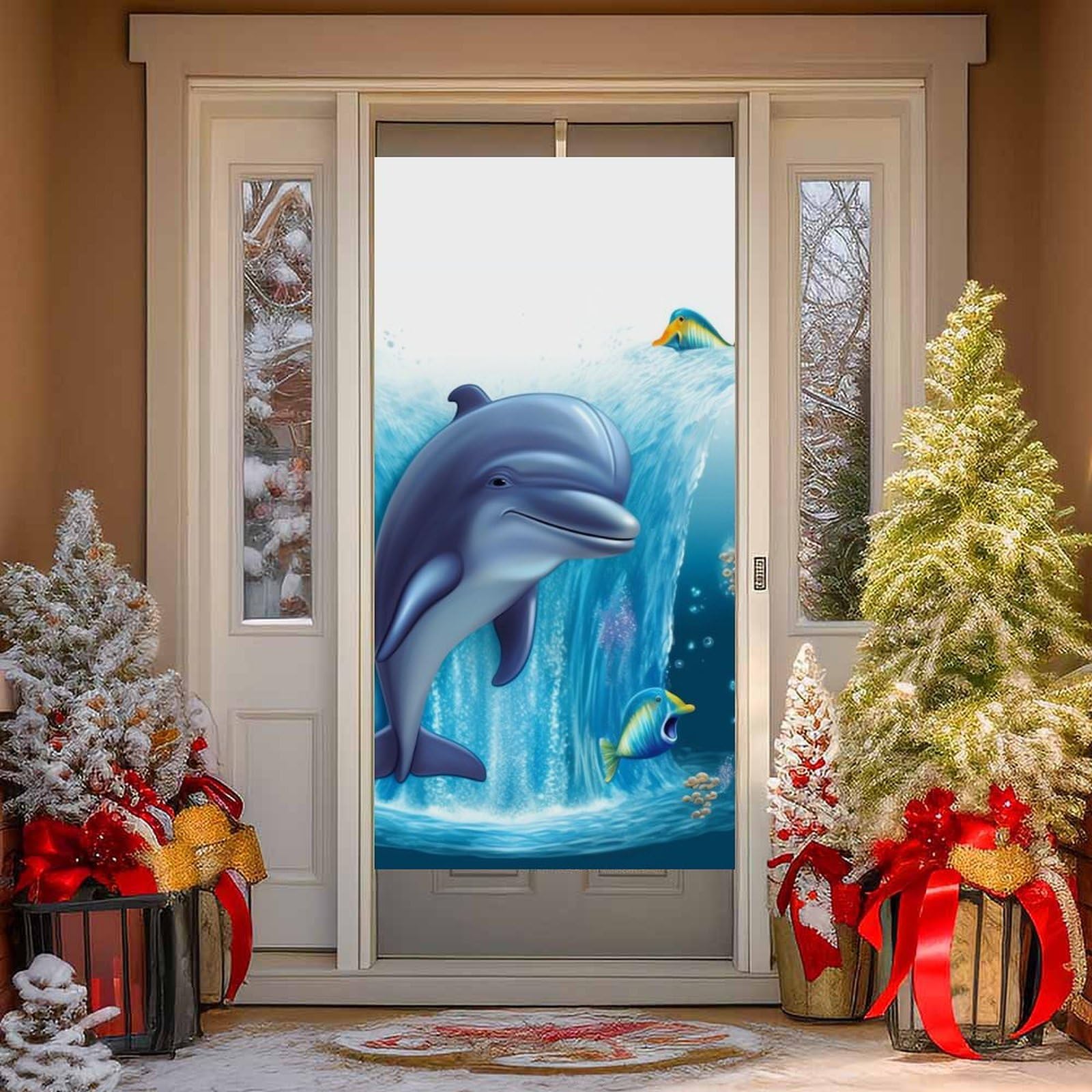 NTVOWPZO Dolphin Door Curtains for Doorway Privacy Dividers Door Banner Blackout Curtains Fabric Door Window Curtain for Home Bedroom Kitchen Decor 35.4x70.9 in Decorative Banner