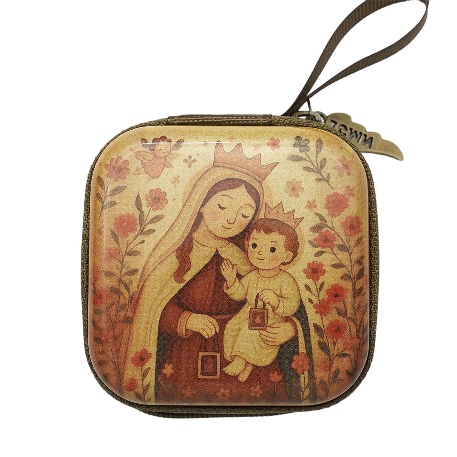 Carotoe Carmelo Decorative Square Bead Pouches Sturdy Materials Multifunctional Storage Case For Spiritual Items Protections Prayer Bead Container