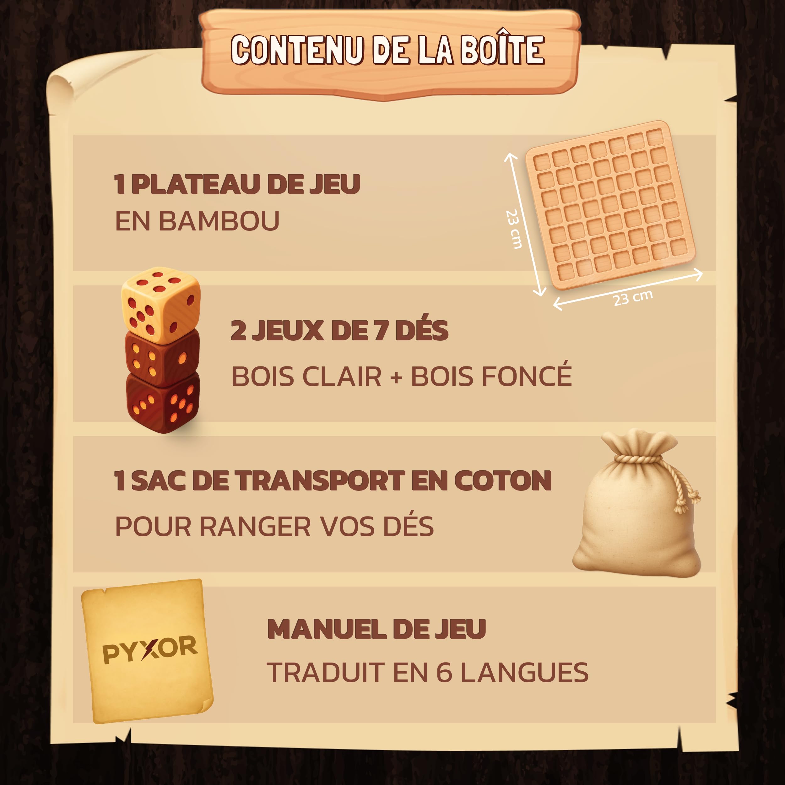 Dice Battle – Jeu stratégique en Bois Premium avec dés - 2 Joueurs | Échiquier bambou, échec & dames revisités, jeu de réflexion, adultes familles, dés gravés, cadeau durable