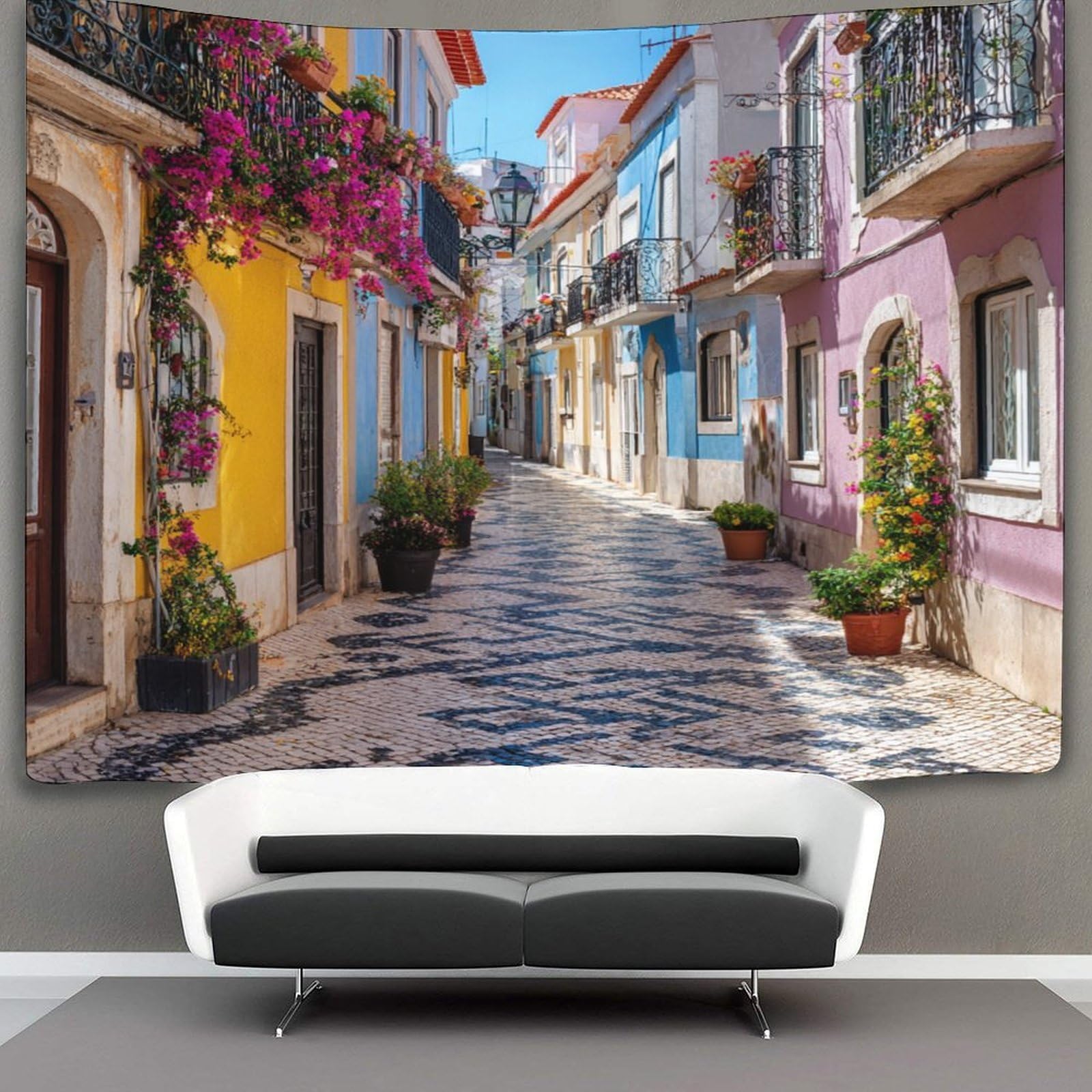 Kaiyun Charming Streets Of Portugal Decor Tapestry, Wall Art Tapestries Wall Hangings For Living Room Bedroom Dorm 70Cmx100cm