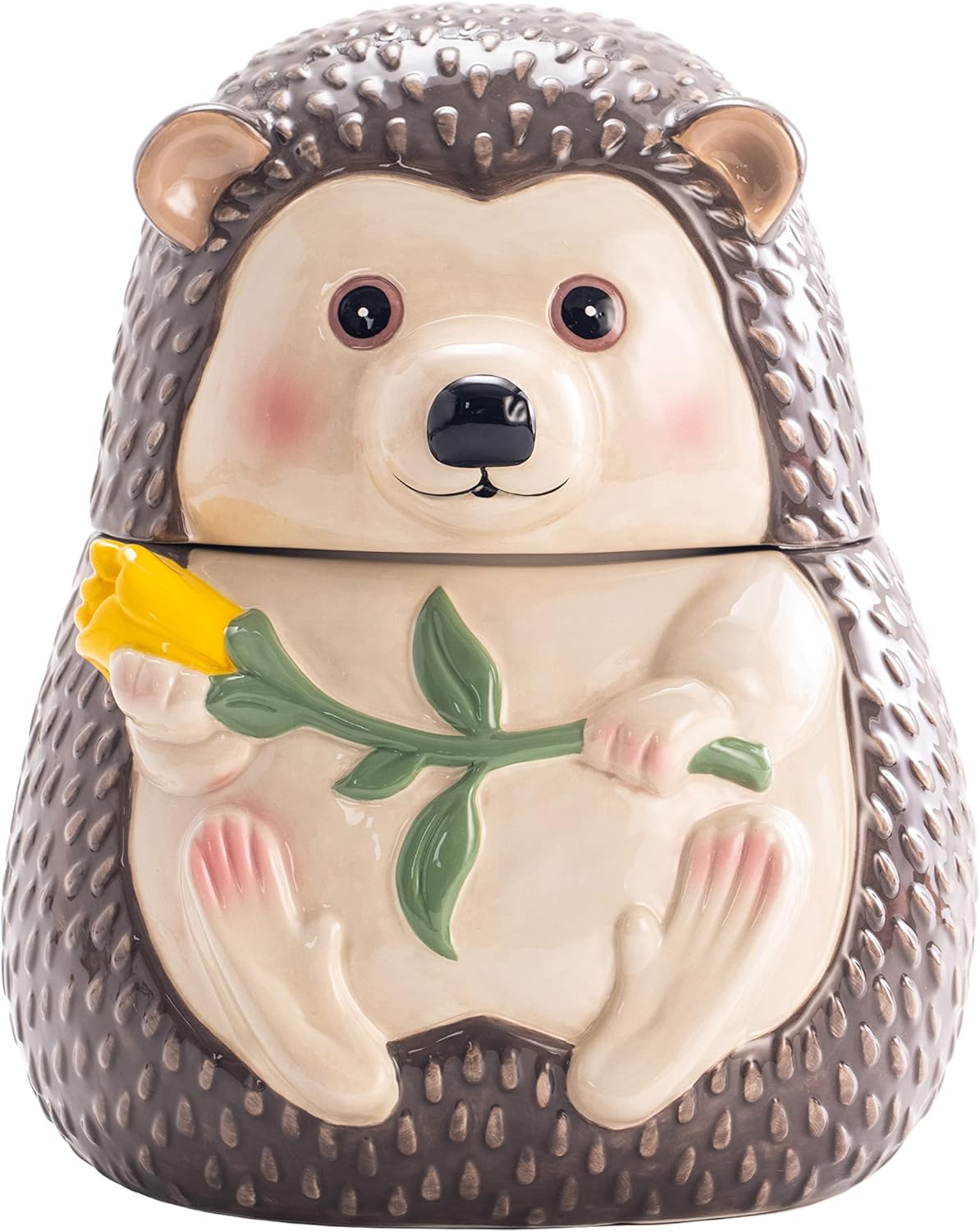 Bico Hedgehog 9.6 inch Air Tight Ceramic Cookie Jar, Dishwasher Safe