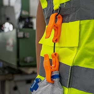 BOZZYS Glove Clips for Work 6-Pack | Z-Shaped Clips for Tool Belts & Hard Hats | Construction Gloves Anti-drop Keeper
