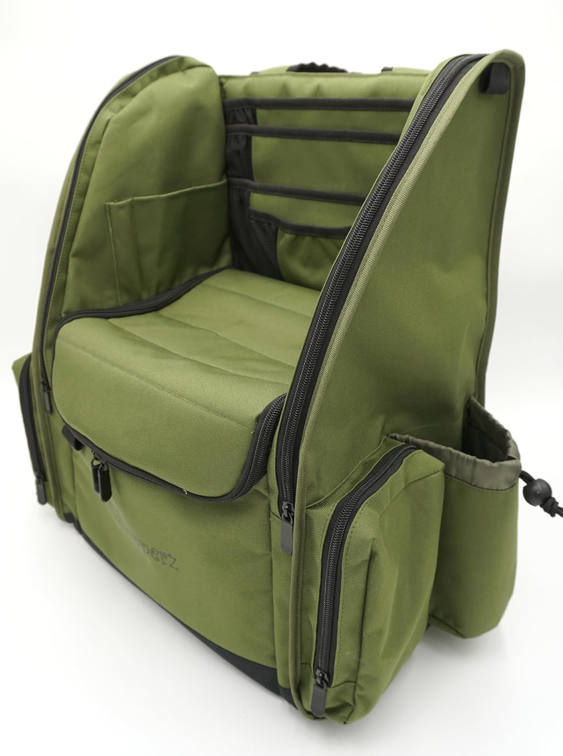 Disc Golf Backpack, Holds 26+ disk with putter slots, Heavy Duty 600D Polyester, Multiple Storage Pockets, Cinch Tie Drink Pockets, Pencil and Pad slots, Durable and Waterproof - Image 2