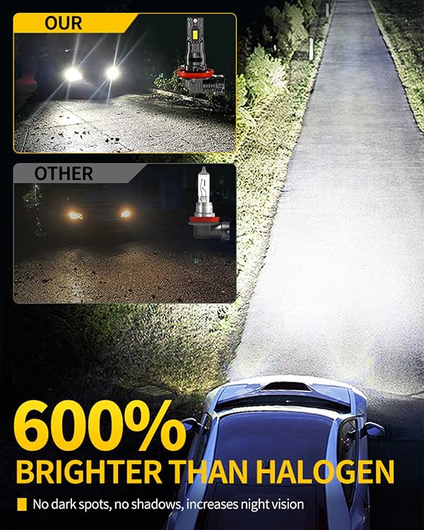 Aunvista 2Pack H11 Bulb White Light,30000LM Bright 6000K, 1:1 Size Replacement Fog Light Bulb Plug-and-Play Easy Installation IP67 by Aunvista - Image 4