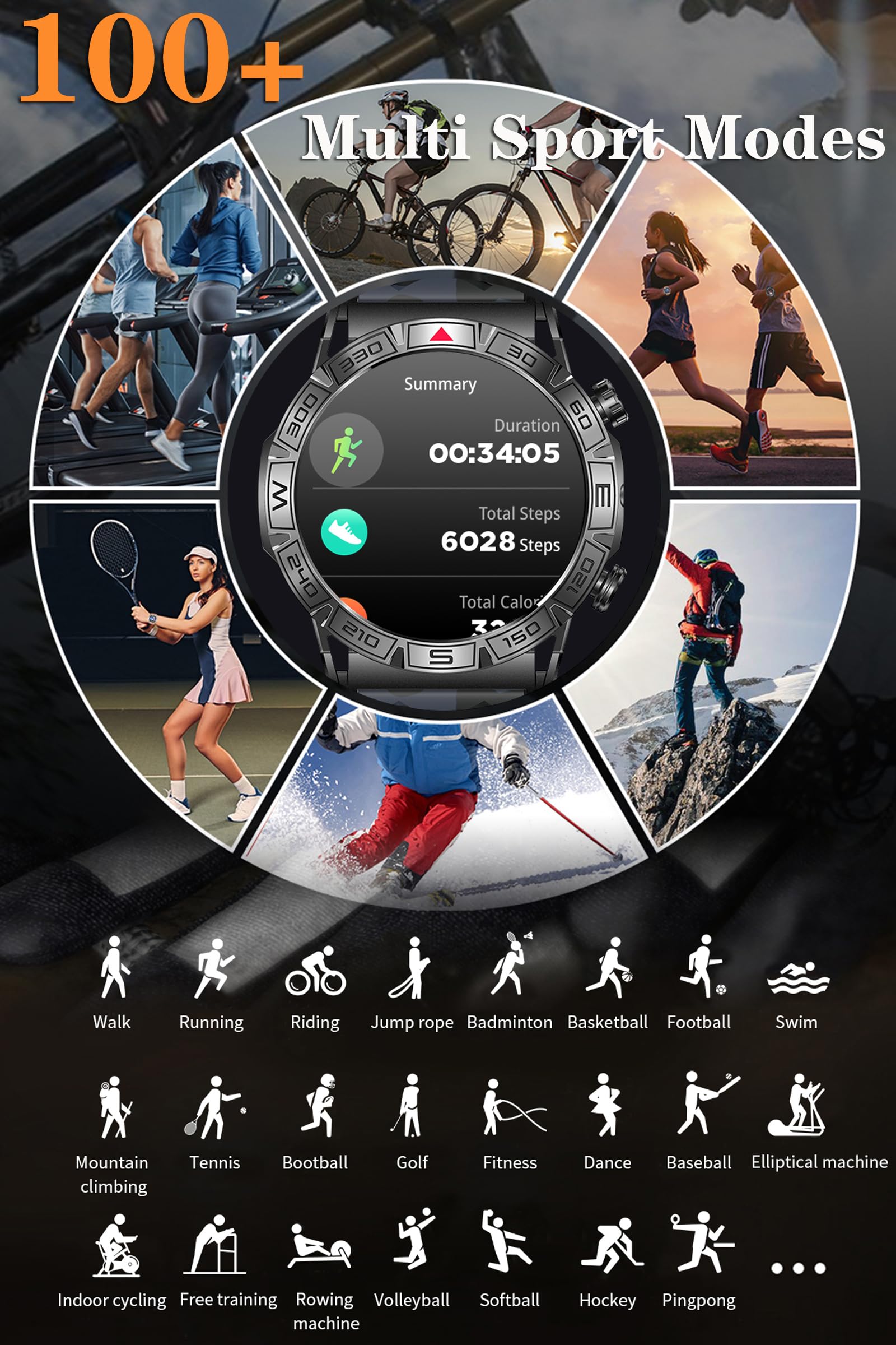 findtime Reloj inteligente militar para hombre con función de teléfono, brújula, altímetro, barómetro, 1,43 pulgadas, AMOLED resistente, reloj de correr para exteriores para Android iOS