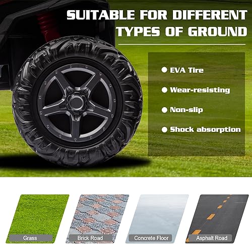 Miniatura 7 de UTV todoterreno de 24 V de 2 plazas para niños, auto con control remoto, vehículo eléctrico para niños con música, Bluetooth, arranque de llave,