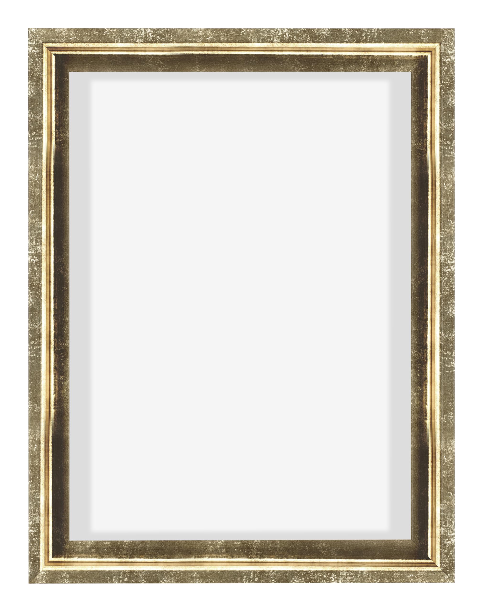 Schattenfugenrahmen 60x80 - Gold Antik - Rahmen für Leinwand Bilder auf Keilrahmen - MDF - Lausanne