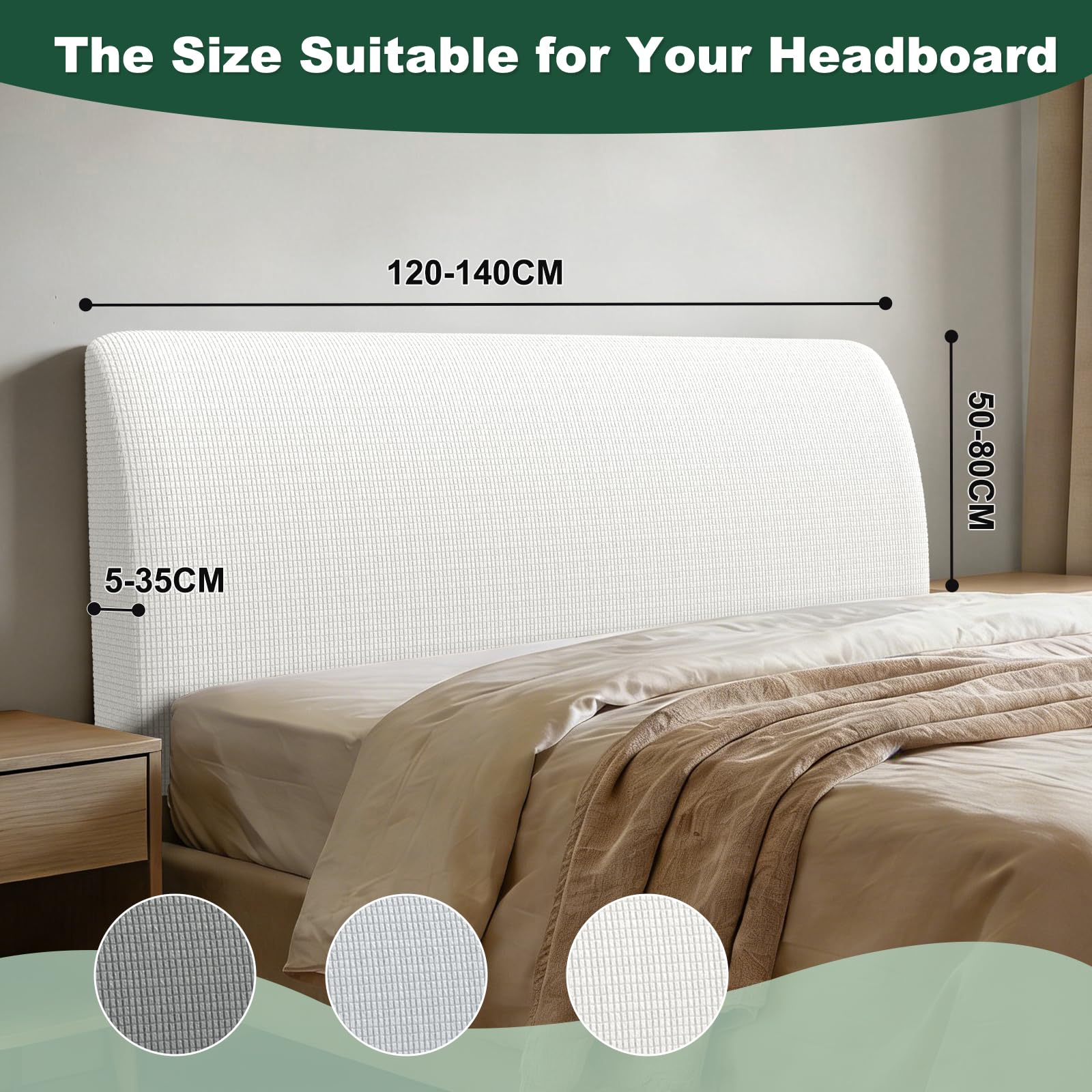 Fundas Cabeceros, Funda Cabecero Cama 120, Funda para Cabecero de Cama 120 Puede Prevenir el Desgaste y Las Manchas en Las Decoraciones del Dormitorio(Polar de Popcorn Blanco