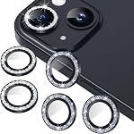 AGVEE 3+3 6 Pack for iPhone 17 6.3" Camera Lens Protector, Bling Diamond & Bling Glitter Metal Ring 9H Tempered HD Glass Camera Cover Film, Bling-Pink | Individual Bling Diamond & Bling Glitter Sparkle Cute Gem Metal Ring, 9H Tempered HD Glass