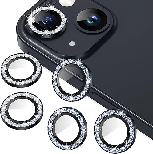 Miniatura 16 de AGVEE 3+3 6 Pack para iPhone 12 Pro Max de 6.7" Protector de lente de cámara, anillo metálico Bling Diamond y Bling Glitter, película de cubierta de