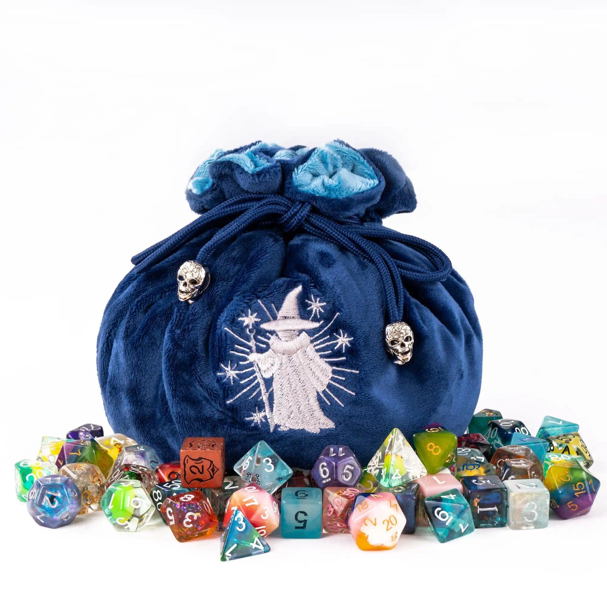 KSNDie Large DND Dice Bag with Pockets Navy Blue Storage Bag for D&D Games — image 1