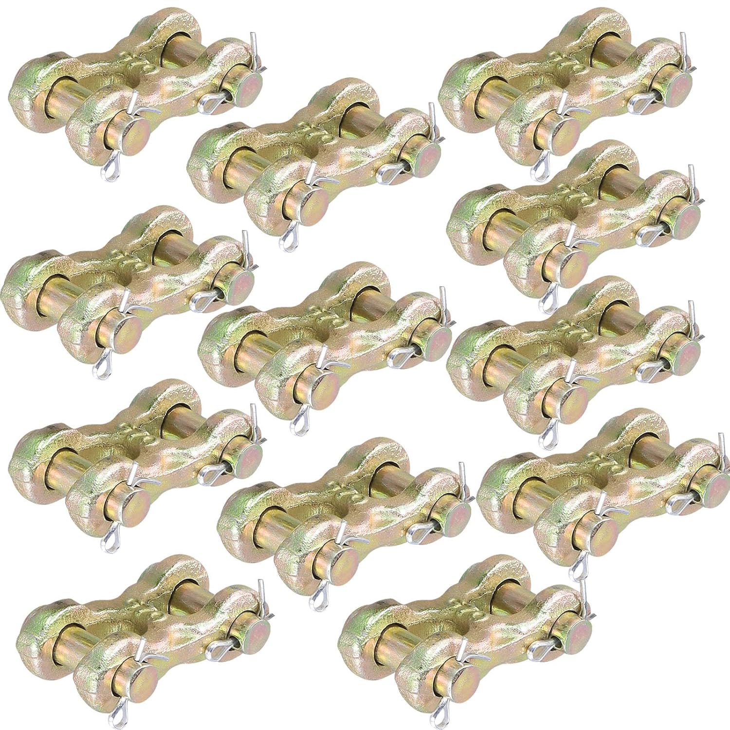 12 PCS 3/8 Inch Double Clevis Link,Twin Clevis Links, Galvanize Chain Connector Links, Alloy Steel G70 Grade H Type Chain Repair Links for Items Fixed and Hoisted, 6600lbs Working Load