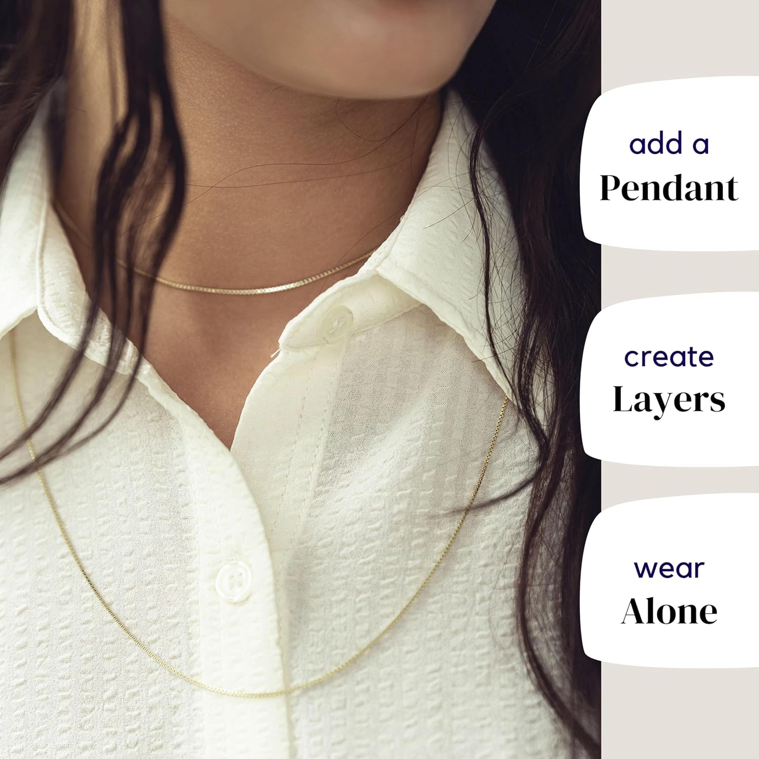 KISPER 24k Gold Box Chain Necklace – Thin, Dainty, Gold Plated Stainless Steel Jewelry for Women with Lobster Clasp - Image 3