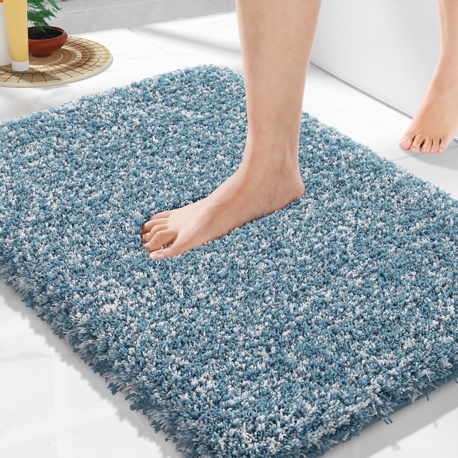 Yimobra Bathroom Rugs Non Slip Washable, Ultra Soft and Water Absorbent Bath Mats, Plush Fluffy Shower Mat Outside, Microfiber Thick Matts for