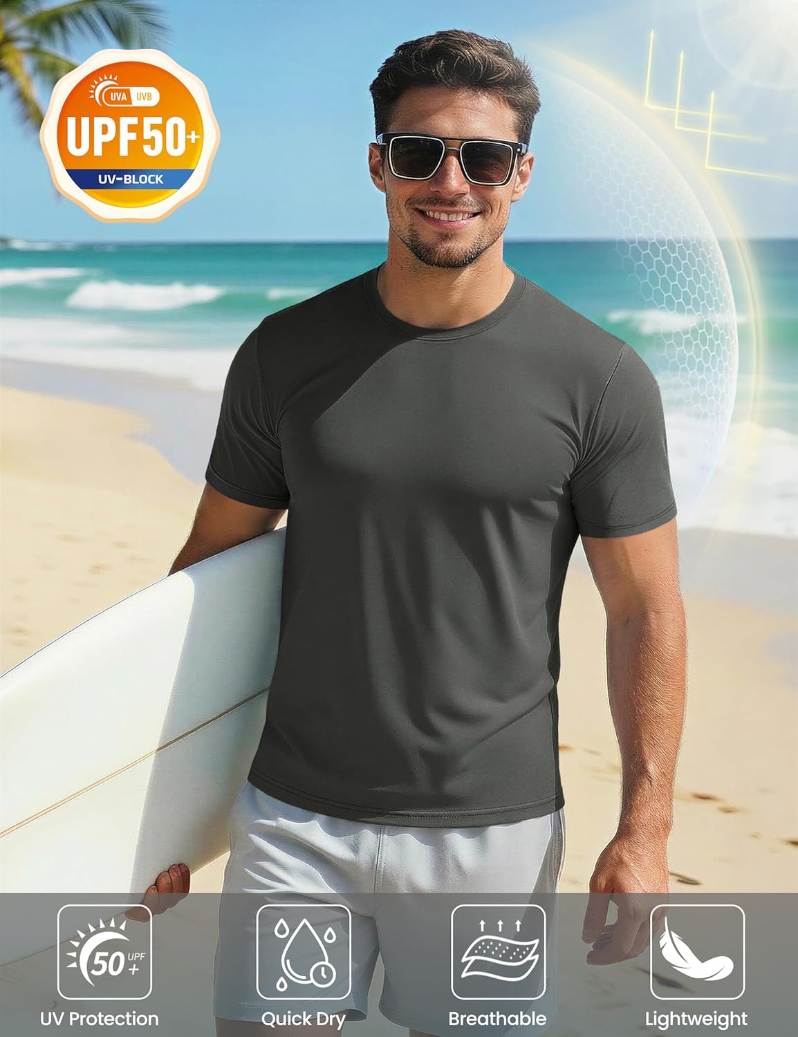 MAGCOMSEN Men's Short Sleeve UPF 50+ T-Shirt Quick Dry Workout Athletic Running Swim Tops Tee Rash Guard Performance Shirts - Image 4