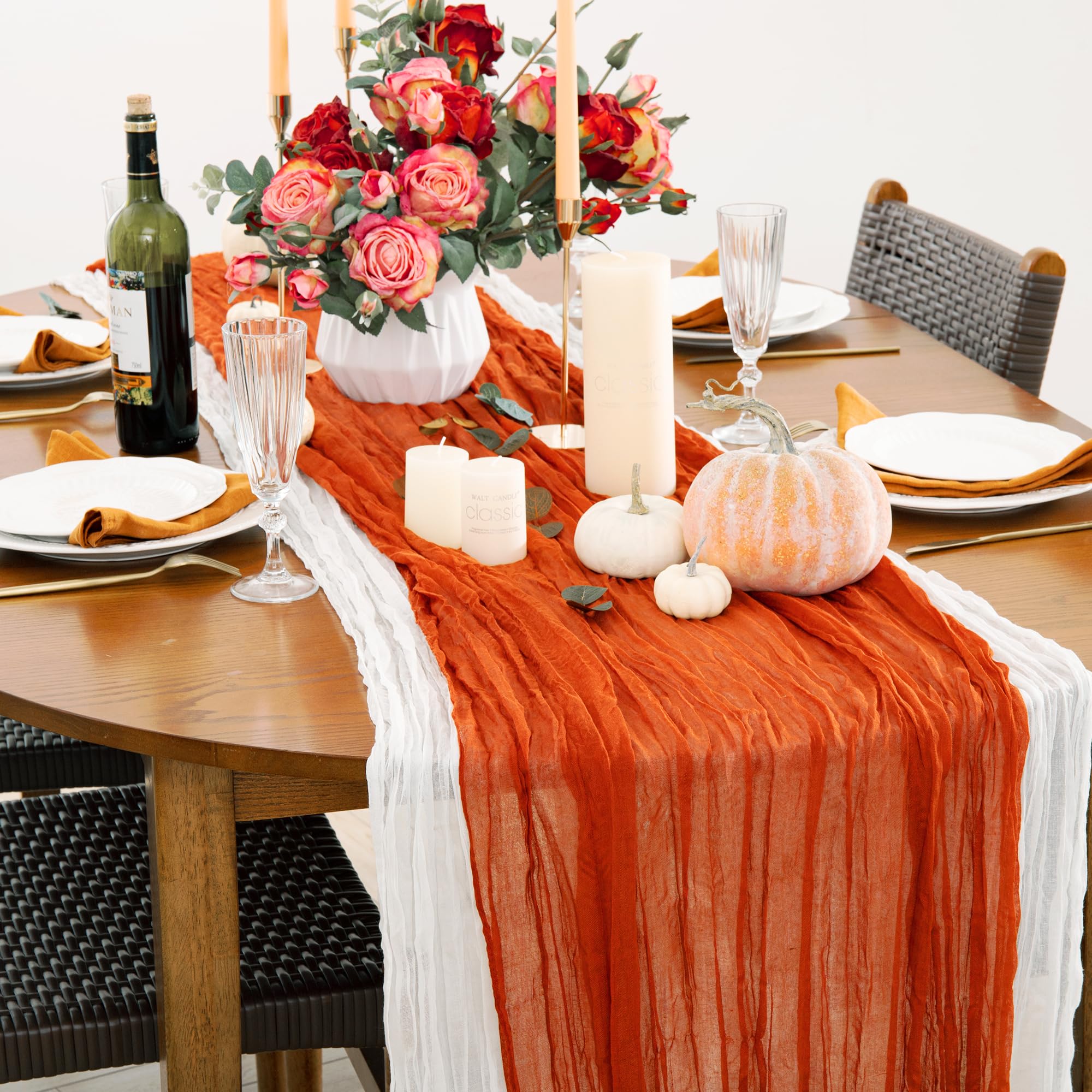 10Ft Terracotta Gauze Table Runner, Sheer Cheesecloth