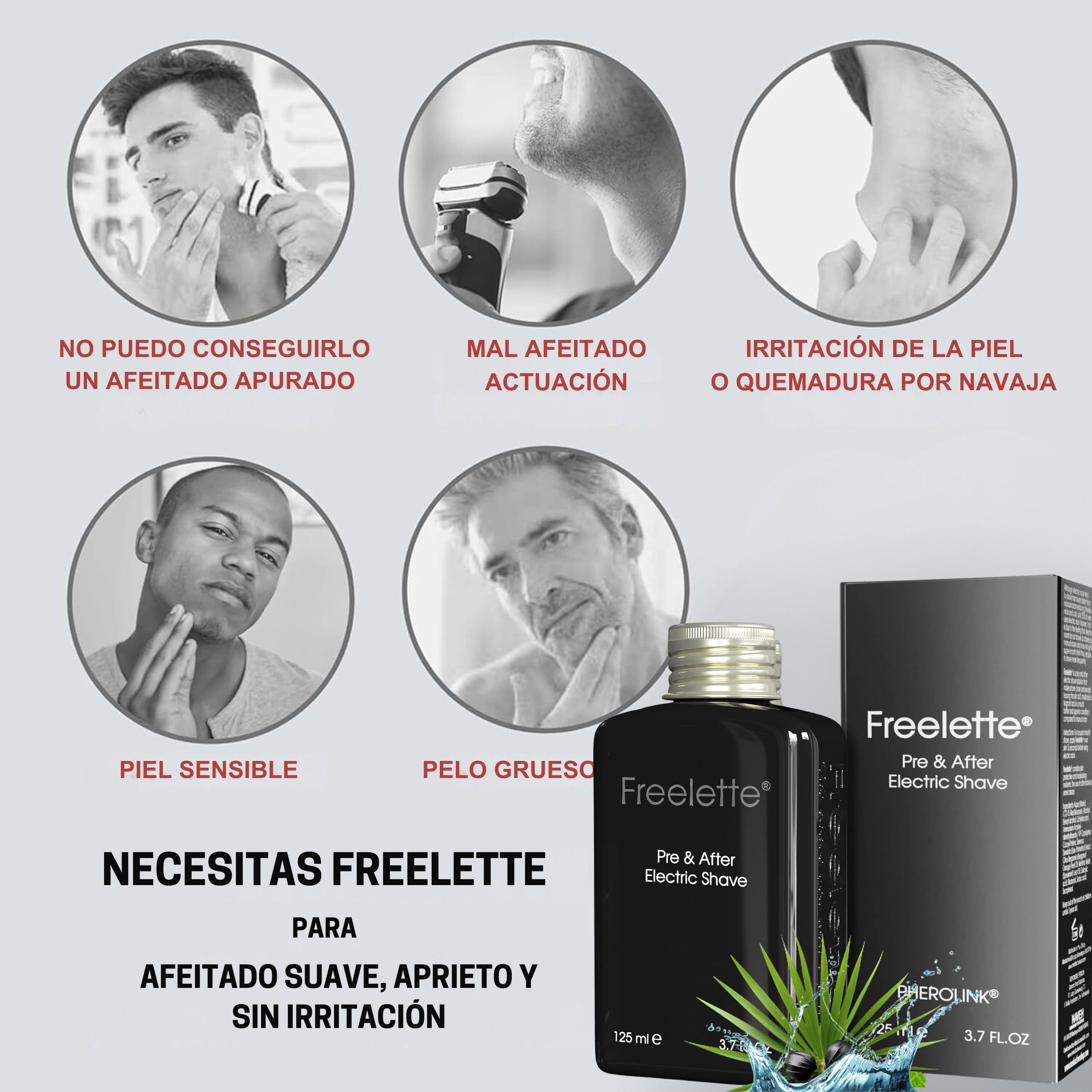 Crema para después del afeitado mejor para el afeitado apurado eléctrico bálsamo Freelette (125 ml, Palmetto/Bisabolol)