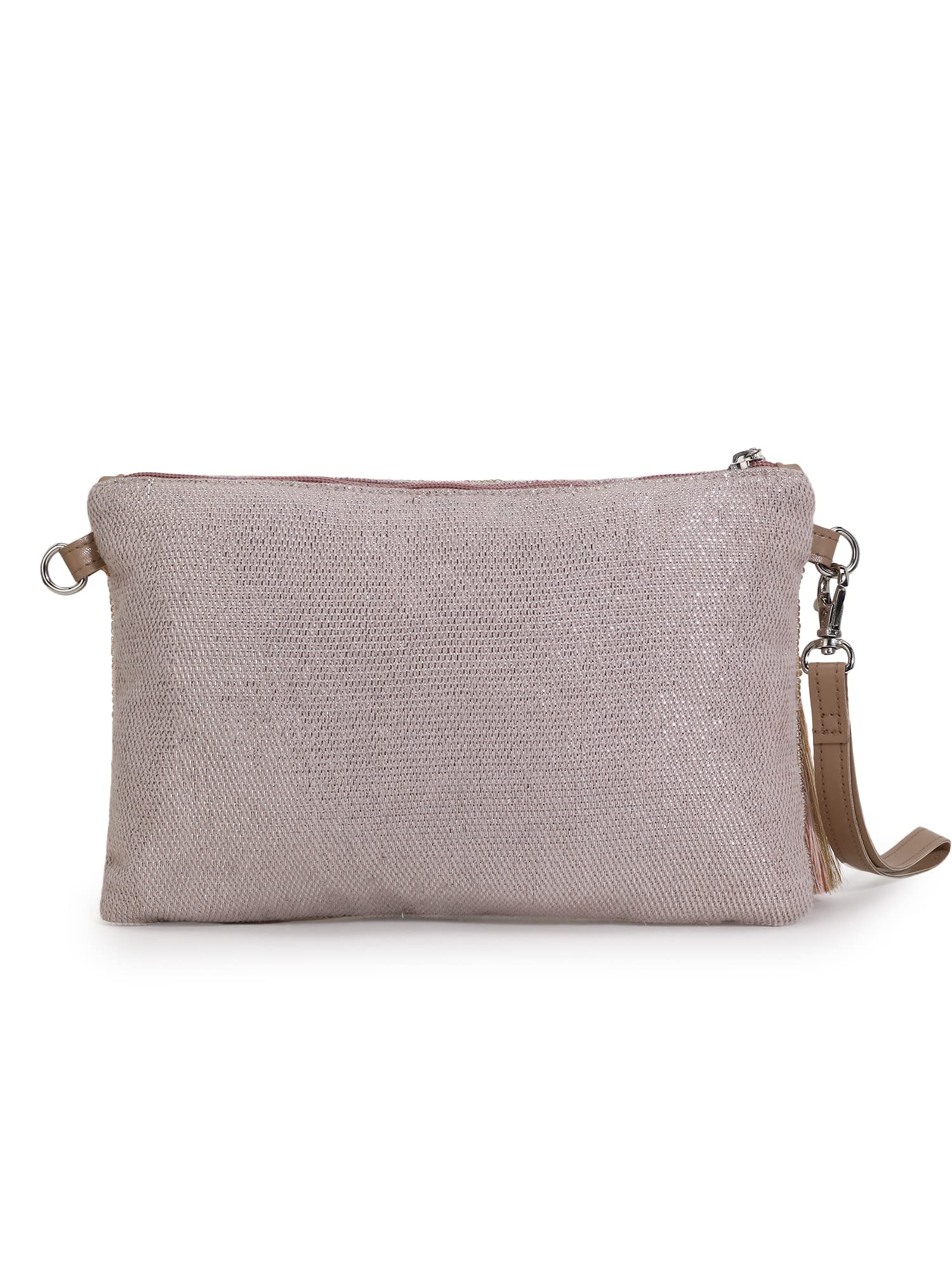 Anekaant Ghoomar Pastel Pink & Multi Acrylic Jacquard & Leatherette Ethnic Motifs Embellished Sling Bag 2