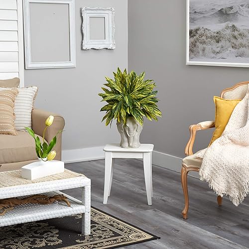 Miniatura 5 de Nearly Natural Planta artificial Tradescantia de 25 pulgadas en maceta con forma de elefante blanco (tacto real)