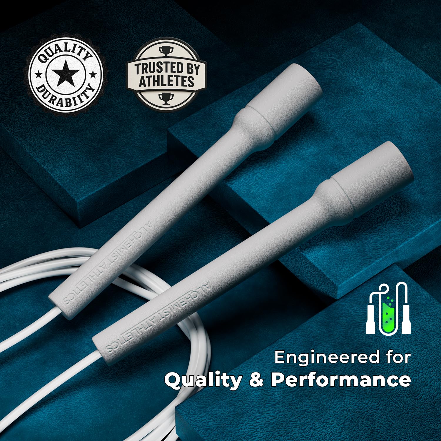 Jump Rope for Men and Women | Adjustable 10ft Skipping Rope | Freestyle/Speed Rope for Fitness, Cardio & Speed Training | Ergonomic Handles | 5mm Durable Cord | Tangle-Free (White)