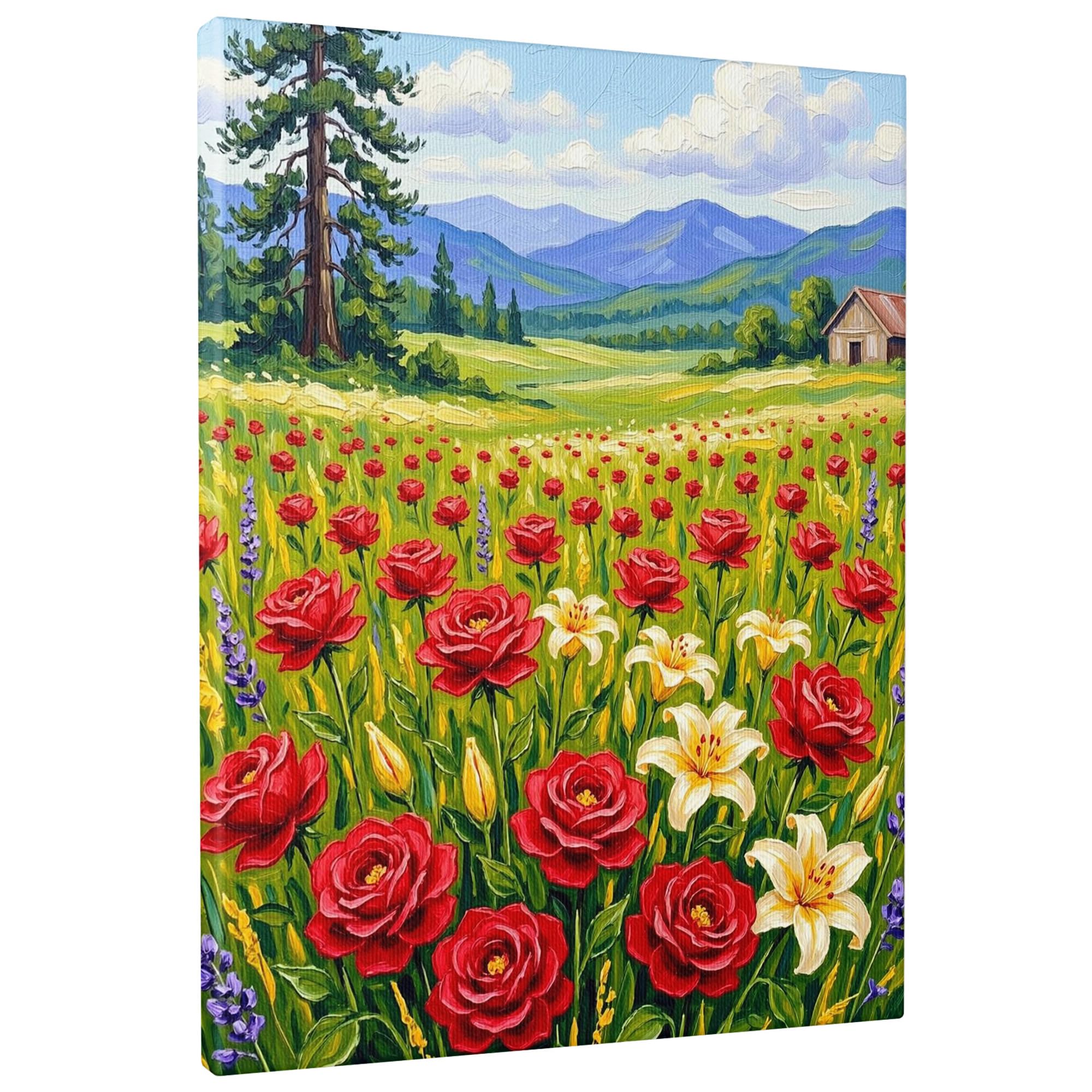 Lienzo de paisaje primaveral para decorar una sala de estar moderna 7