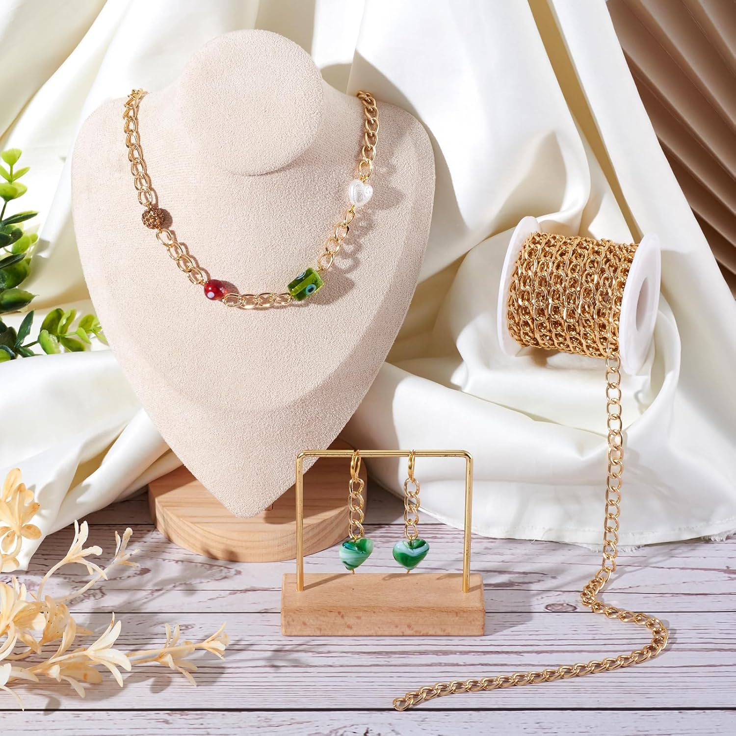 Craftdady 16.4 Feet Aluminum Curb Chain Link Gold Twisted Cable Cross Chain Unwelded 10x6.5mm with Spool for Bracelet Necklace Tassel Earring Jewelry Making - Image 6