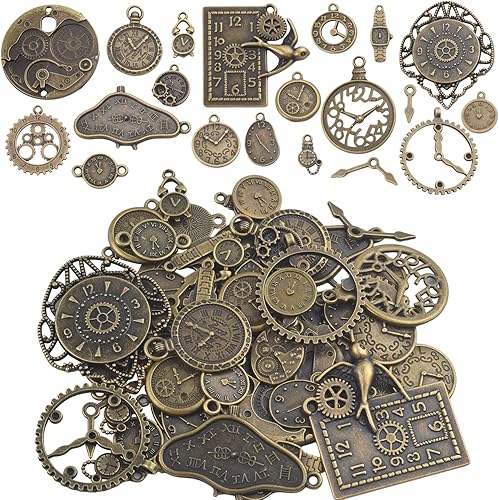Miniatura 8 de Aylifu Dije con dije de cara de reloj, 3.53 onzas, multiestilo, relojes y relojes, esfera de movimiento, engranajes, colgante steampunk, suministros