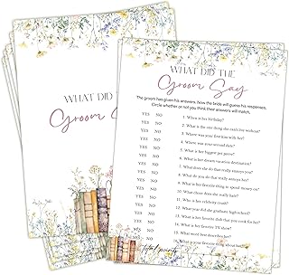 Wildflowers Bridal Shower Games - Storybook Themes What Did The Groom Say Bridal Shower Game Cards, Bachelorette Wedding Party Activities, 5"x7"-25 Pcs-03