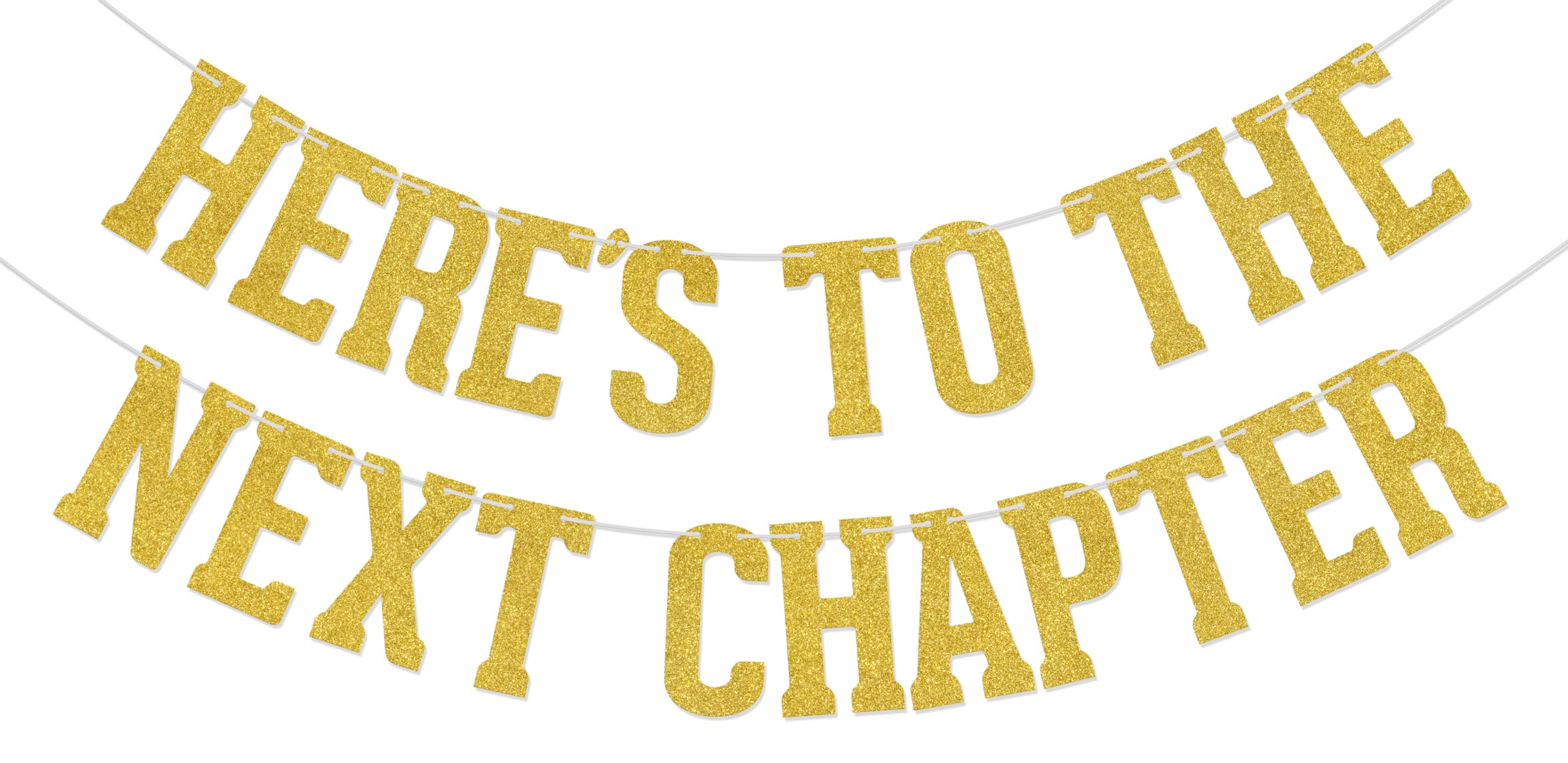 Here's to the Next Chapter Banner The Beginning of a New Chapter Graduation Party Decoration Supplies Gold Glitter