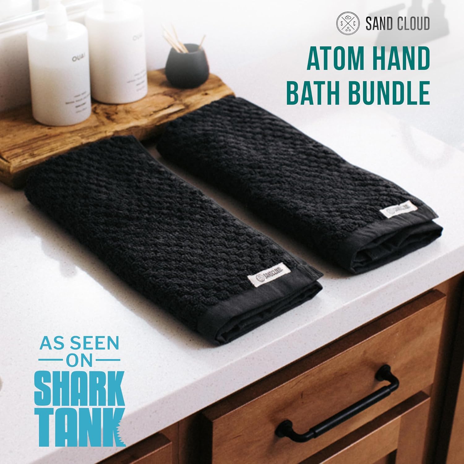 Sand Cloud Turkish Bath Towels for Bathroom, Set of 2 (Atom Charcoal, Large) - Luxury Soft Linen Turkish Organic Cotton is Luxurious & Absorbent - Premium Shower & Bathroom Towels Dry Faster - Image 2