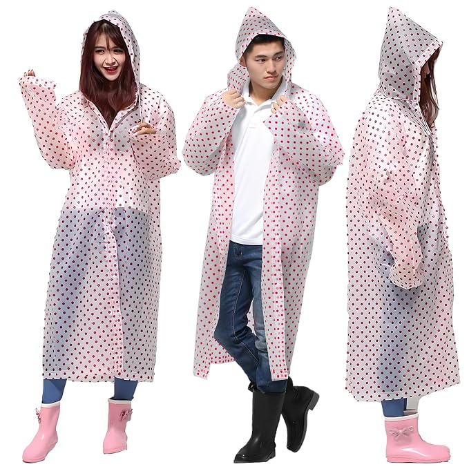 HACER EVA Raincoat with Hood Transparent Water Resistant Rainwear Bike Rainsuit for Men & Women (Universal, Random)