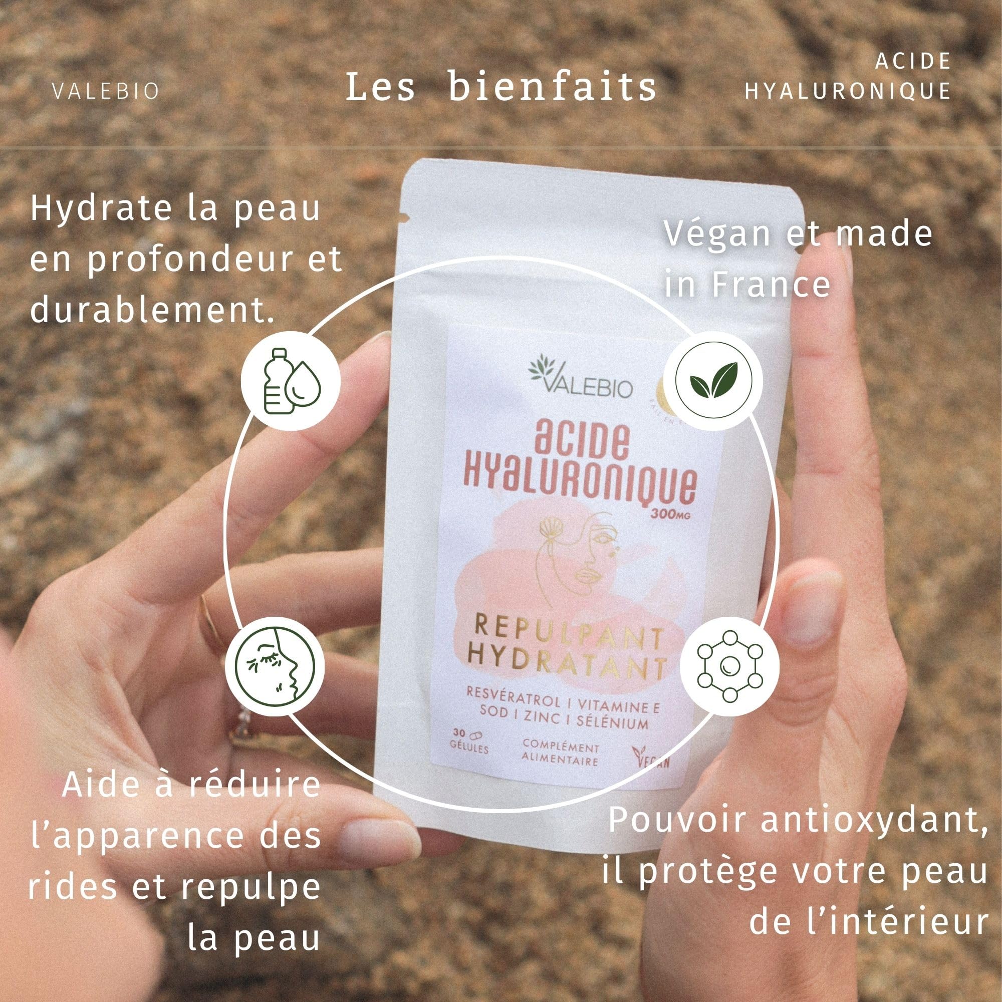Collagene marin et acide hyaluronique | Duo peau repulpée, hydratée et lissée | Anti-âge | Cure 1 mois | Fabriqué en France | Valebio