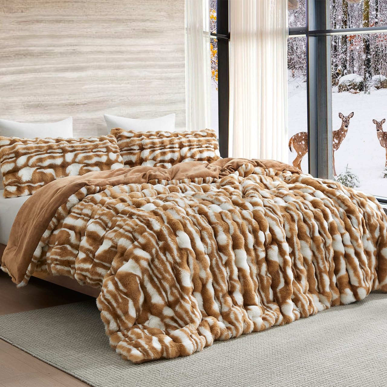 Oh Deer - Coma Inducer® Oversized Queen Comforter Set - Fawn Brown
