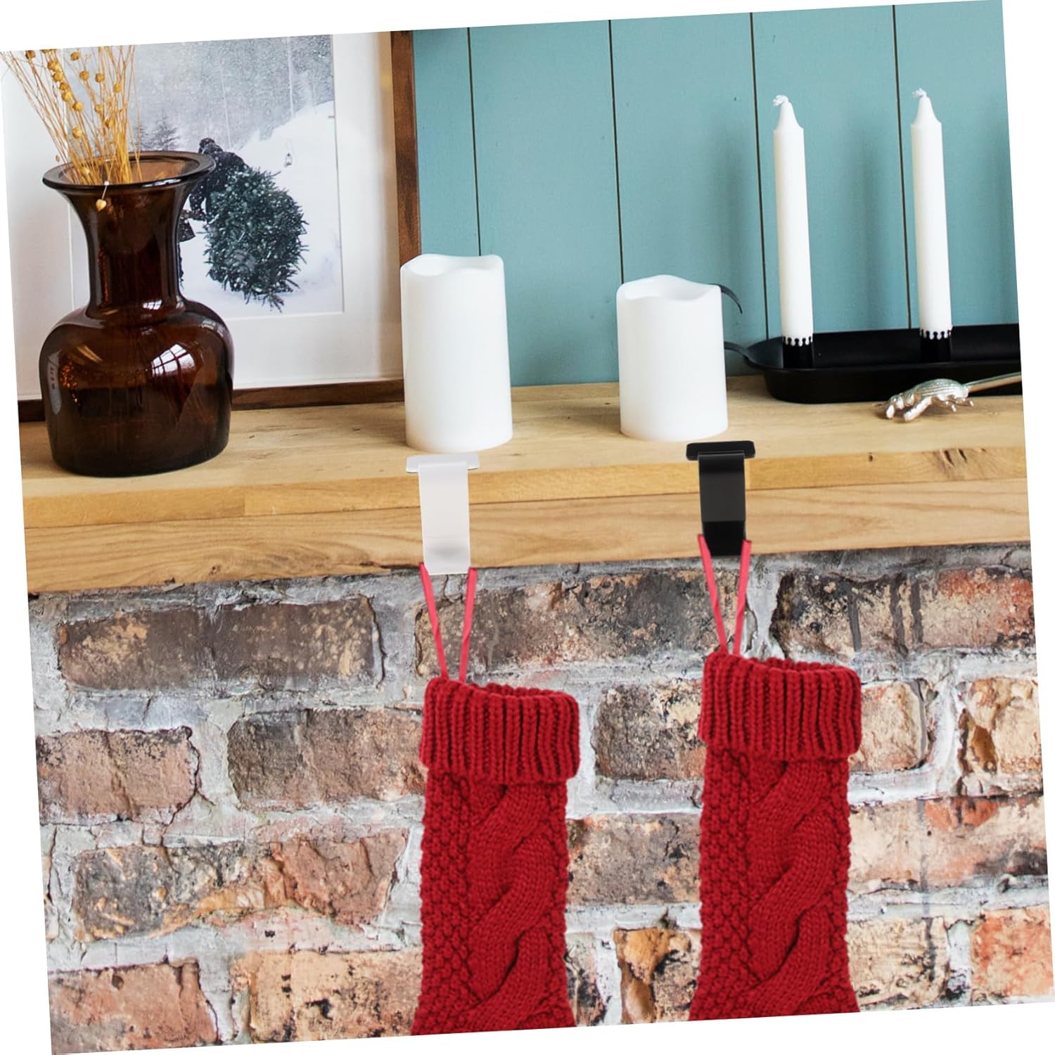 PRETYZOOM 3pcs Christmas Stocking Holder Premium Metal Fireplace Hook for Mantel Xmas Stocking Hanger for Holiday Decor for Hanging and Ornaments