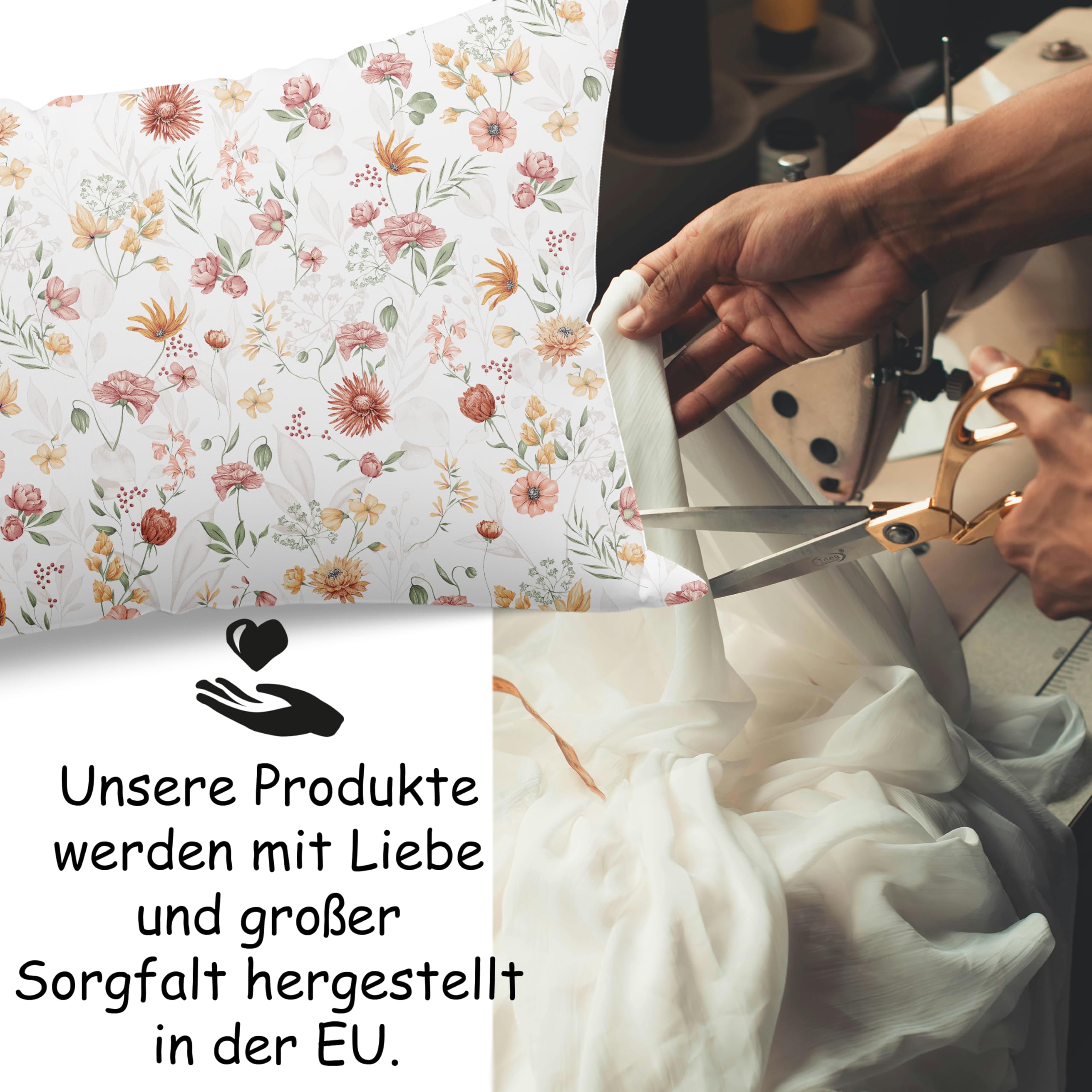 PinkZebra Kopfkissenbezug, Kissenbezug 40 x 60 cm aus 100% Baumwolle, Kissenhülle, Öko-tex Standard 100, bezüge mit Reißverschluss, Margeriten