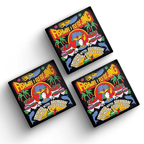 Fishwife Salmón ahumado con mosca de Jing Sichuan Chili Crisp paquete de 3 (3.2 onzas) Mariscos sostenibles certificados por MSC, sin gluten,