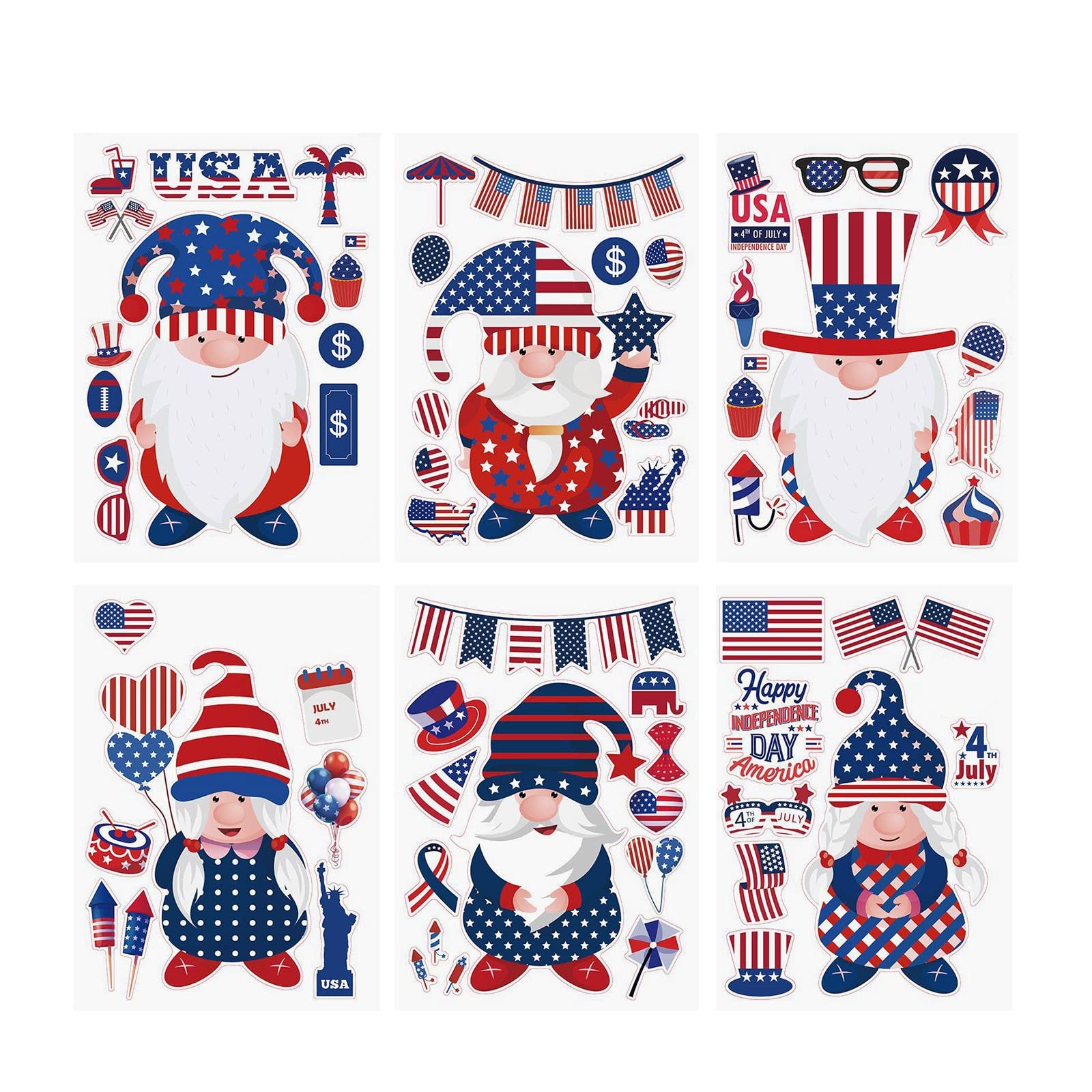 Music Stickers for Water Bottles 12pcs Independence Day Stickers DIY Stickers Faceless Doll Decorative Stickers Stickers Christmas Sticker Sheets Bulk (red, One Size)