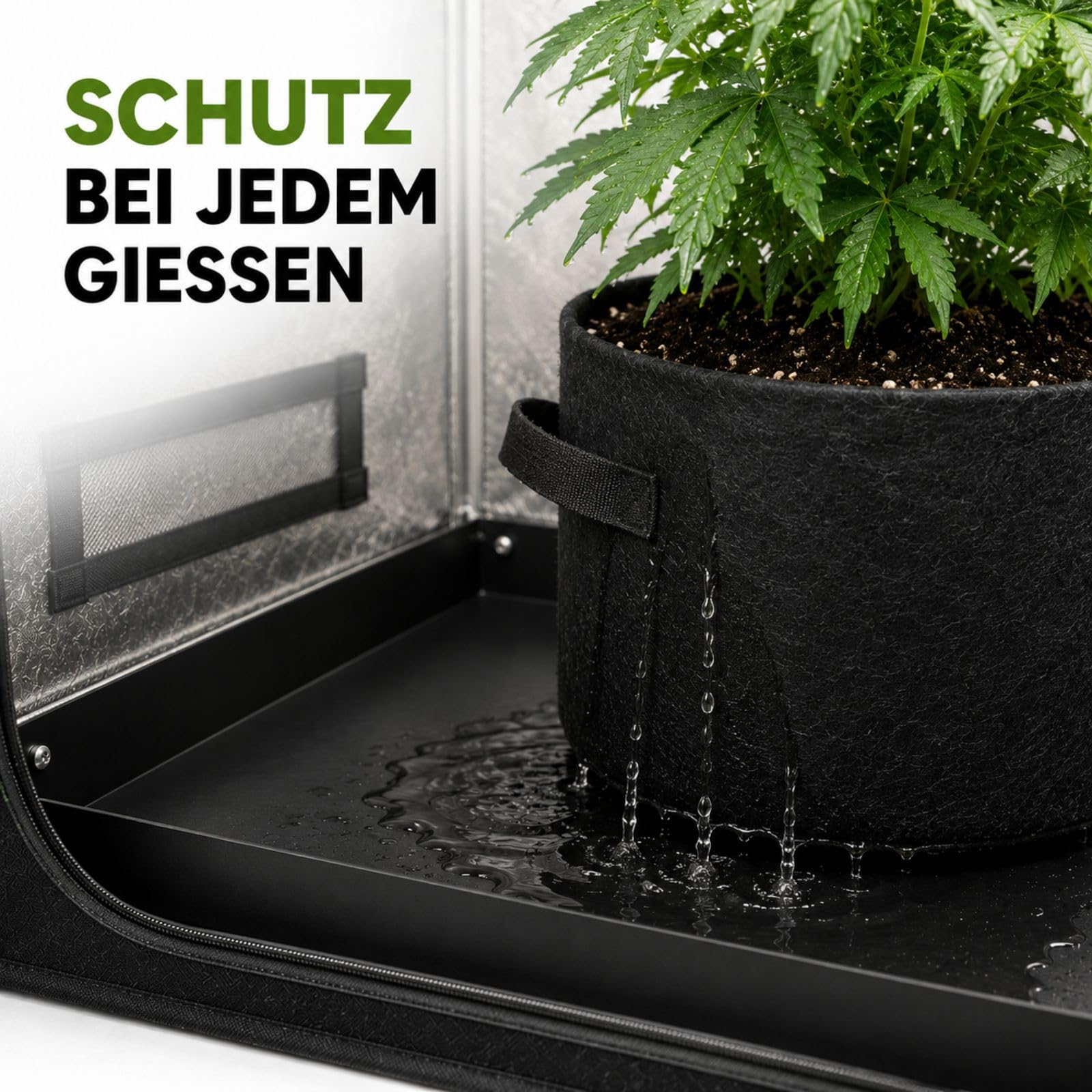 Weedness Plateau d'eau Secret Jardin 120x120 cm pour Grow-Box - Tapis Film Bac de Récupération Arrosage Accessoire Culture Intérieure Plat en Plastique Culture Intérieure