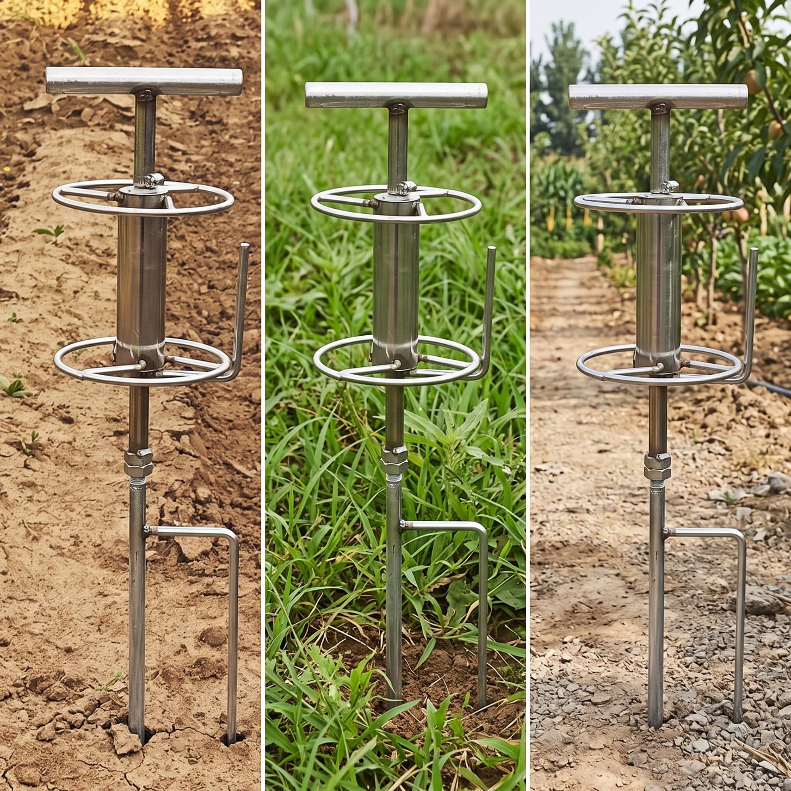 perfeclan Doblador de Tubos Agrícola Guía de Estaca Firme Mango Recto de Control Anillos Circulares de Guía Metal Reforzado para Conducir Líneas de Riego sin
