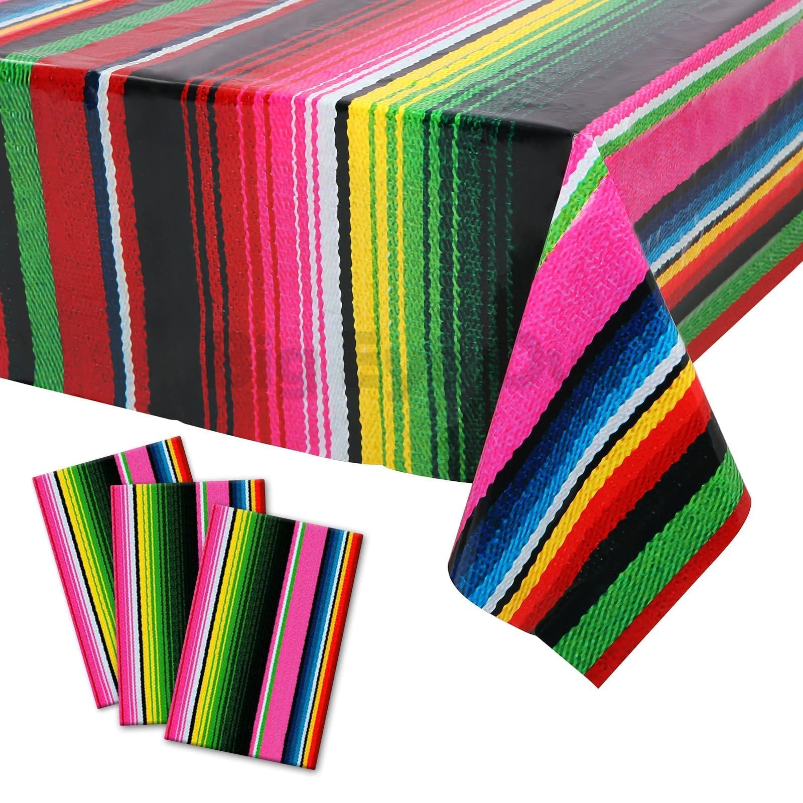 3 Pcs Mexican Fiesta Tablecover Birthday Party Decorations Plastic Tablecloth Mexico Disposable Table Cover Cinco De Mayo Themed Party Supplies Rectangle