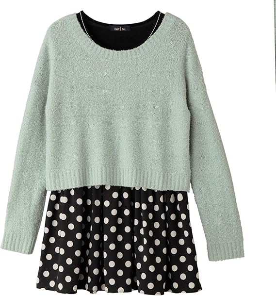 Amazon Co Jp イーストボーイ Eastboy ニット ドット柄ワンピースセット ペパーミント ブラック 11号 服 ファッション小物