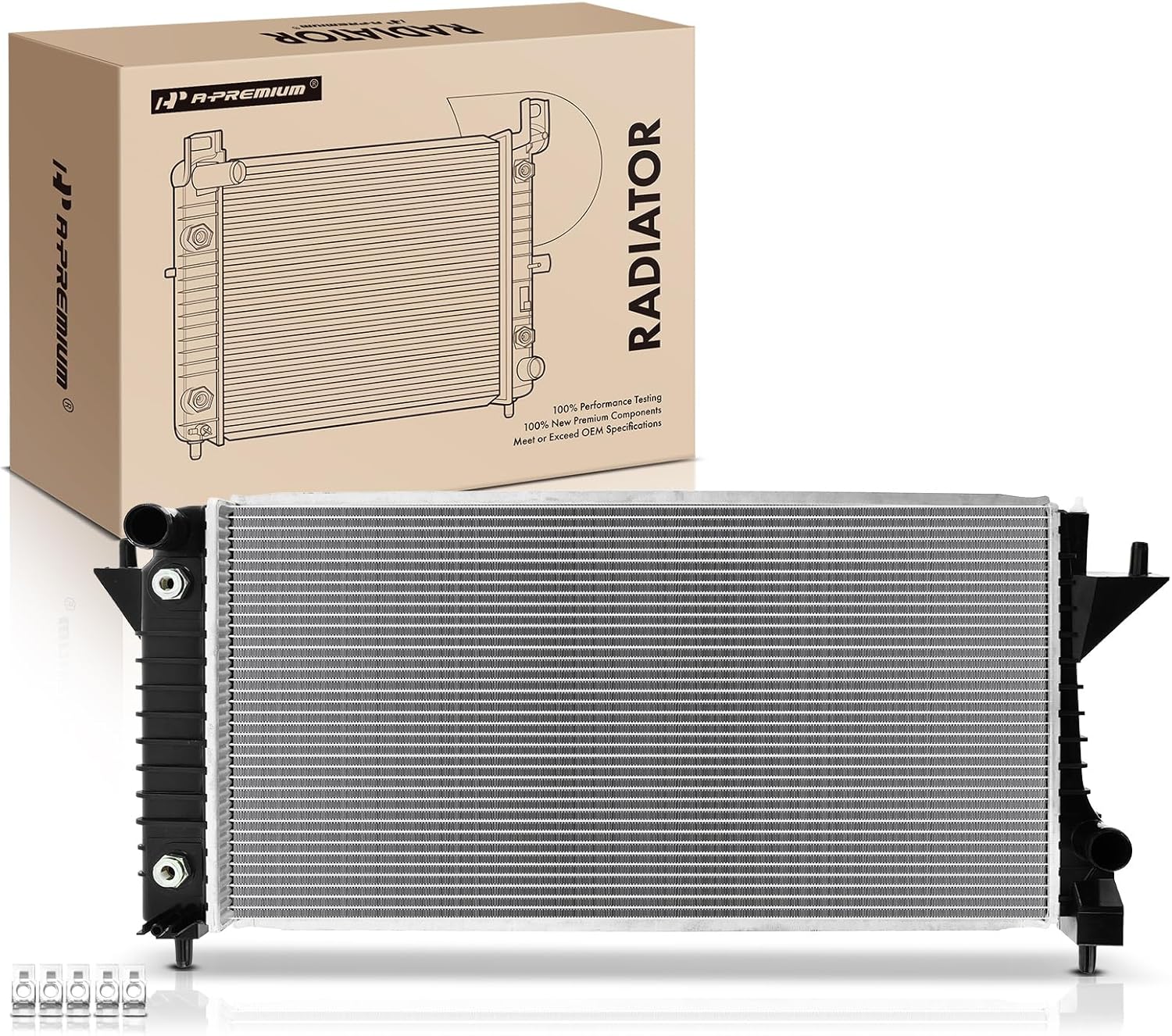 A-Premium Engine Coolant Radiator Assembly with Transmission Oil Cooler Compatible with Ford Taurus 1996-2007 & Mercury Sable 1996-2005, 3.0L 3.4L, Automatic Trans.