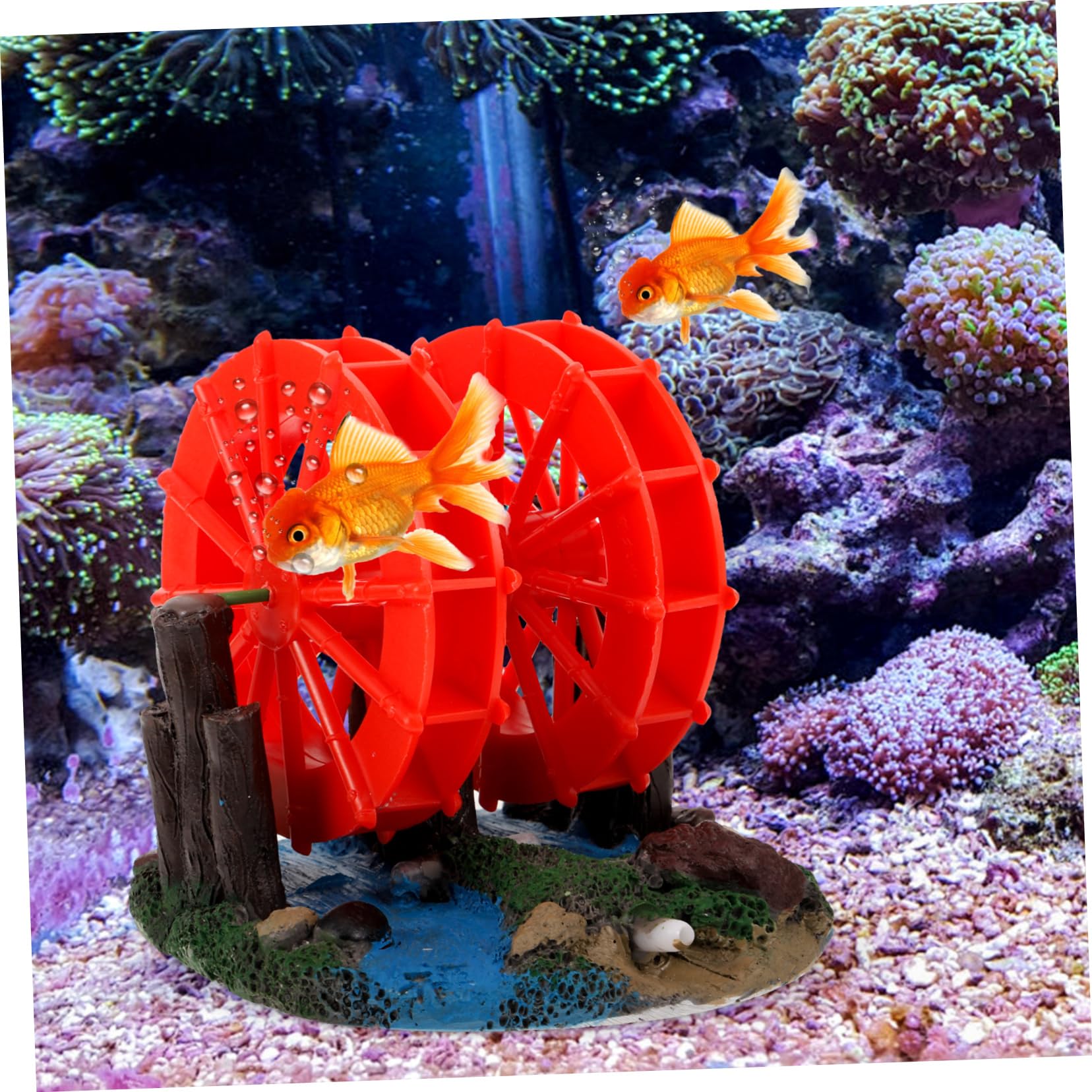 ULTECHNOVO 4 Pièces Ornement D'équipement De Moulin à Vent Accessoires D'aquarium Décoratif Roue à Eau pour Aquarium Décor D'aménagement Paysager D'aquarium Résine