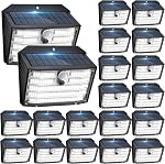 [6 Pack] Solar Lights Outdoor, 126LED Motion Sensor Lights 3 Modes, IP65 Waterproof Security Lights, 270° Lighting Angle, Ultra-Bright Wall Lights for Fence Deck Patio Garage Garden, Cool White 6500K
