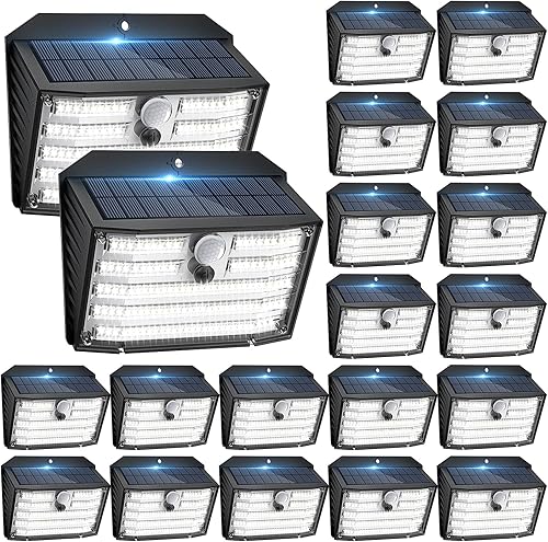 Miniatura 9 de CLAONER Luces solares para exteriores 126 LED, luces inalámbricas con sensor de movimiento, luces de seguridad impermeables IP65, 3 modos, ángulo de